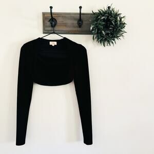 Camila Coelho Black Crop Long Sleeve Top XS